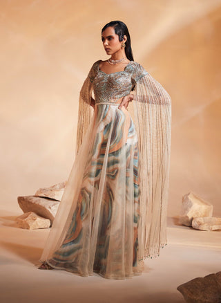 Divya Aggarwal-Harlee Multicolor Embellished Gown-INDIASPOPUP.COM