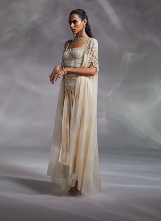 Divya Aggarwal-Alauren Off-White Embellished Cape And Skirt Set-INDIASPOPUP.COM