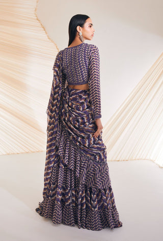 Divya Aggarwal-Rosario Purple Concept Sari With Blouse-INDIASPOPUP.COM