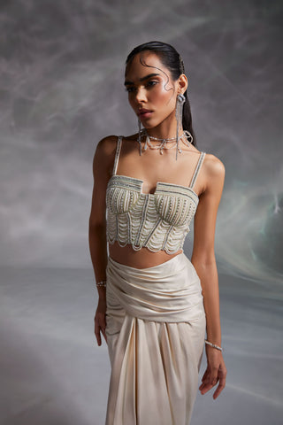 Divya Aggarwal-Alauren Off-White Embellished Cape And Skirt Set-INDIASPOPUP.COM