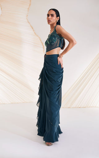 Divya Aggarwal-Hertha Evergreen Embellished Sari With Corset-INDIASPOPUP.COM