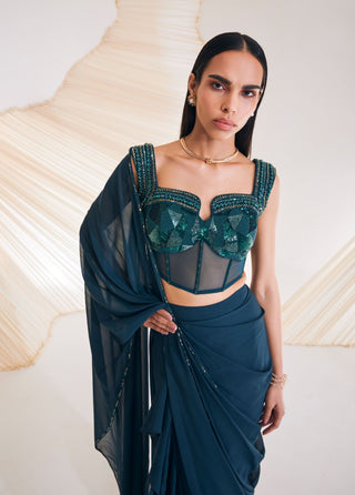 Divya Aggarwal-Hertha Evergreen Embellished Sari With Corset-INDIASPOPUP.COM