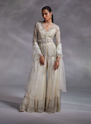 Divya Aggarwal-Teigen Off-White Embellished Sharara Set-INDIASPOPUP.COM