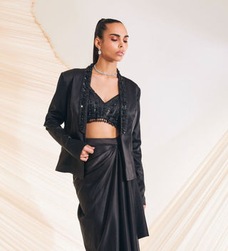 Divya Aggarwal-Debro Black Tailored Jacket-INDIASPOPUP.COM