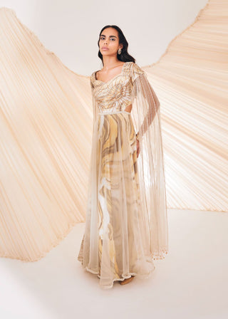 Divya Aggarwal-Harlee Mustard Embellished Gown-INDIASPOPUP.COM