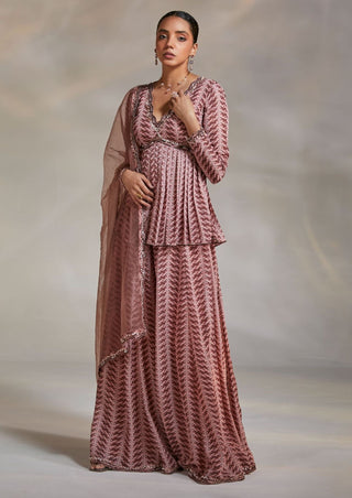 Divya Aggarwal-Meadow Mauve Printed Sharara Set-INDIASPOPUP.COM