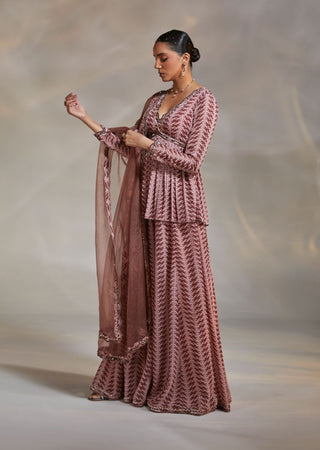 Divya Aggarwal-Meadow Mauve Printed Sharara Set-INDIASPOPUP.COM