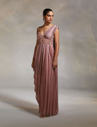 Divya Aggarwal-Monroe Mauve Draped Dress-INDIASPOPUP.COM