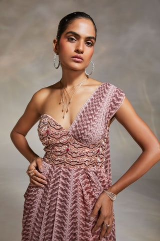 Divya Aggarwal-Monroe Mauve Draped Dress-INDIASPOPUP.COM