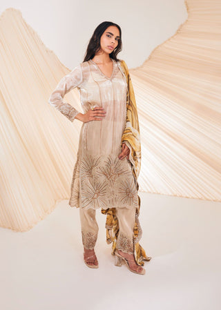 Divya Aggarwal-Norie Mustard Printed Kurta Set-INDIASPOPUP.COM