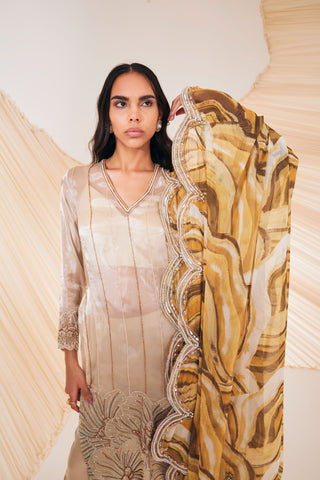 Divya Aggarwal-Norie Mustard Printed Kurta Set-INDIASPOPUP.COM