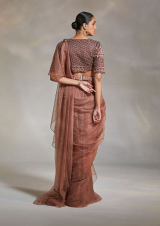 Divya Aggarwal-Willow Mauve Ruffle Sari Set-INDIASPOPUP.COM