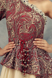 Bhumika Sharma-Red One Shoulder Peplum Gown-INDIASPOPUP.COM