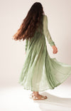Dot-Mint Green Gathered Kurta-INDIASPOPUP.COM