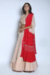 Nautanky - Pink & Champain Layered Lehenga Set - INDIASPOPUP.COM