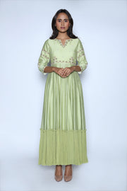 Nautanky - Pista Green Embroidered Kalidaar Gown - INDIASPOPUP.COM