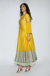 Nautanky - Yellow Embroidered Kalidaar Gown - INDIASPOPUP.COM