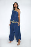Nautanky - Midnight Blue Top With Drape Pants - INDIASPOPUP.COM