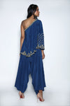 Nautanky - Midnight Blue Top With Drape Pants - INDIASPOPUP.COM