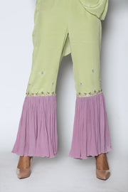 Nautanky - Mint Kurta With Lilac Ruffled Sharara - INDIASPOPUP.COM