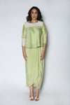 Nautanky - Mint Crop Top With Dhoti Skirt - INDIASPOPUP.COM