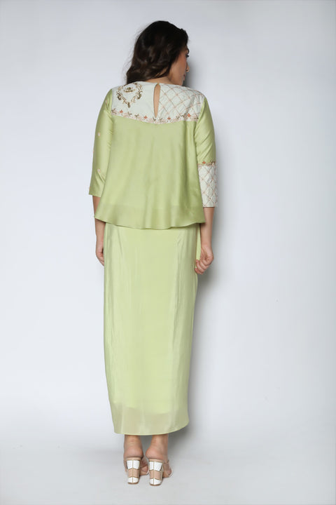 Nautanky - Mint Crop Top With Dhoti Skirt - INDIASPOPUP.COM