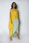 Nautanky - Yellow Kaftan With Blue Dhoti Skirt - INDIASPOPUP.COM
