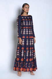 Nautanky - Navy Blue & Coral Anarkali Set - INDIASPOPUP.COM