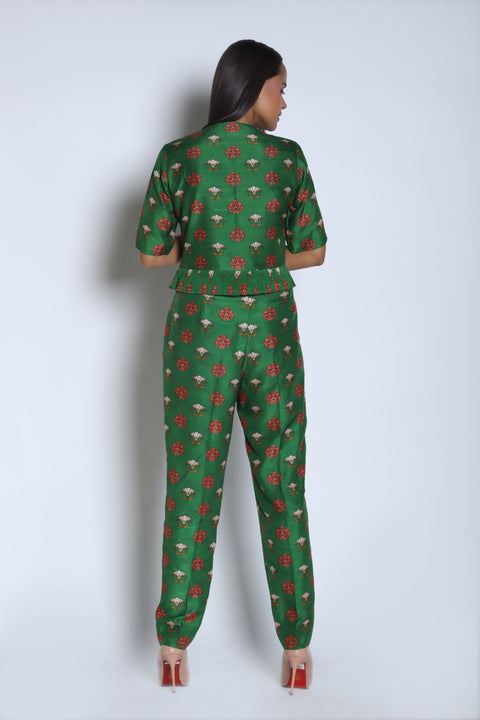 Nautanky - Dark Green Crop Top & Pants - INDIASPOPUP.COM