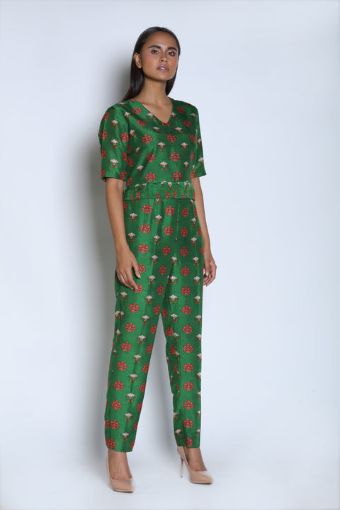 Nautanky - Dark Green Crop Top & Pants - INDIASPOPUP.COM