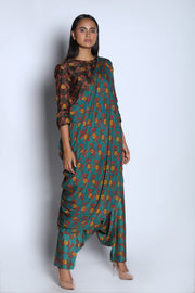 Nautanky - Brown & Teal Green Top With Pants - INDIASPOPUP.COM