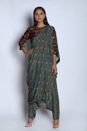 Nautanky - Brown & Teal Green Top With Pants - INDIASPOPUP.COM