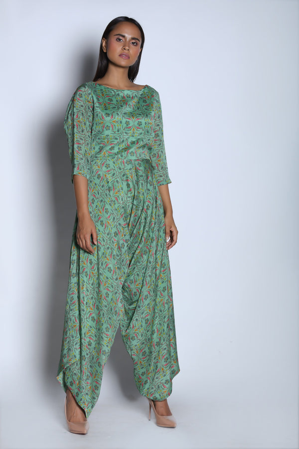 Nautanky - Mint Green Afghani Jumpsuit - INDIASPOPUP.COM