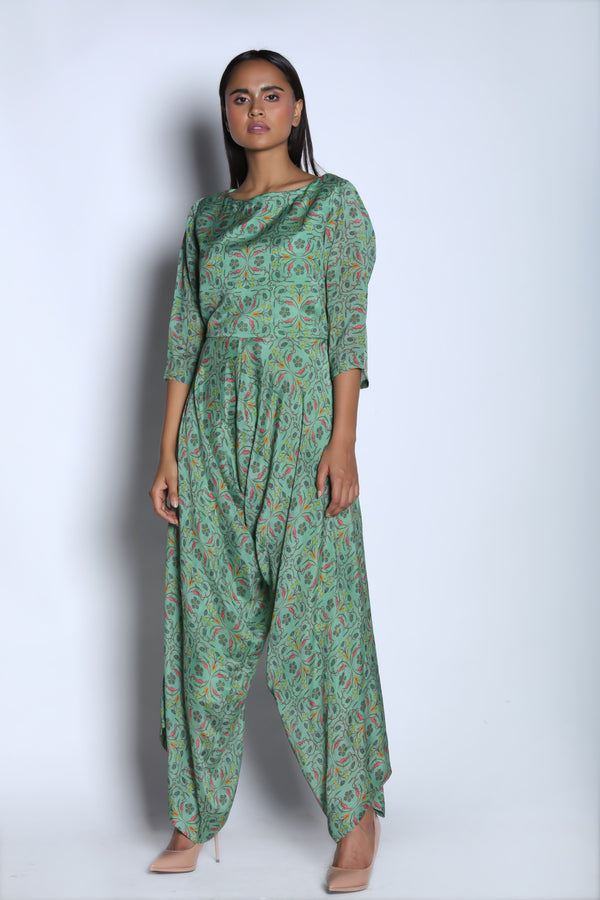 Nautanky - Mint Green Afghani Jumpsuit - INDIASPOPUP.COM