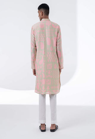 Siddhartha Bansal-Lavender Pink Printed Kurta Set-INDIASPOPUP.COM