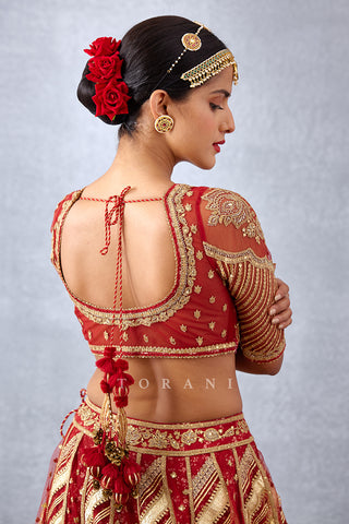 Torani-Sindoori Red Arunima Lehenga Set-INDIASPOPUP.COM