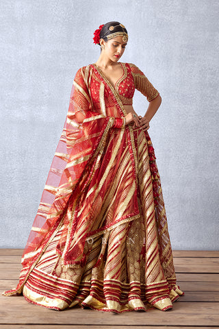 Torani-Sindoori Red Arunima Lehenga Set-INDIASPOPUP.COM