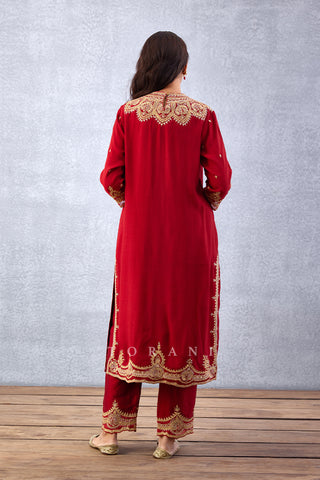 Torani-Sindoori Red Urvi Kurta Set-INDIASPOPUP.COM