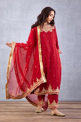 Torani-Sindoori Red Urvi Kurta Set-INDIASPOPUP.COM