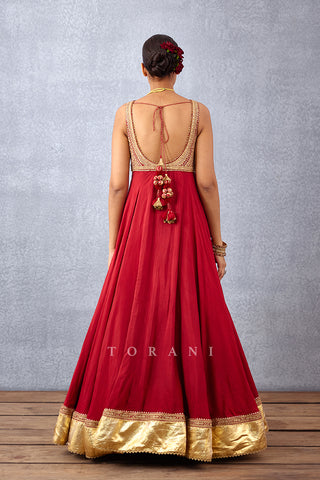 Torani-Sindoori Red Rabia Anarkali Jacket Set-INDIASPOPUP.COM