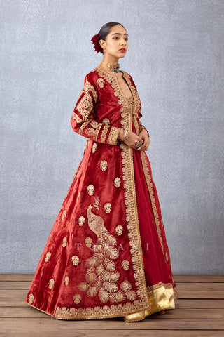 Torani-Sindoori Red Rabia Anarkali Jacket Set-INDIASPOPUP.COM