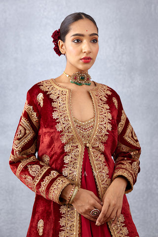 Torani-Sindoori Red Rabia Anarkali Jacket Set-INDIASPOPUP.COM