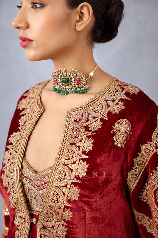 Torani-Sindoori Red Rabia Anarkali Jacket Set-INDIASPOPUP.COM