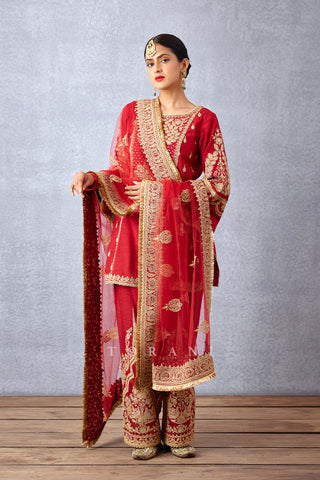 Torani-Sindoori Red Sitara Short Kurta Set-INDIASPOPUP.COM