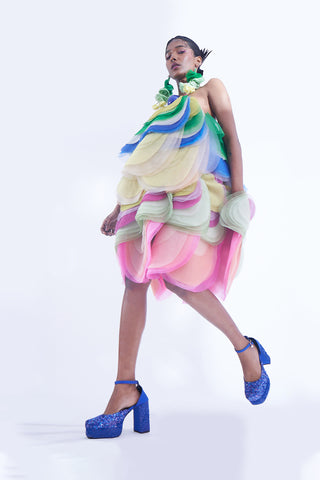 Siddhartha Bansal-Multicolor Layered Short Dress-INDIASPOPUP.COM
