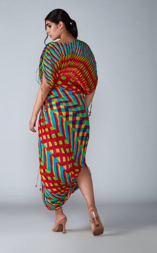 Saaksha & Kinni-Multicolor Pleated Saree Dress-INDIASPOPUP.COM