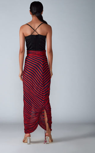 Saaksha & Kinni-Black Abstract Bodysuit With Skirt-INDIASPOPUP.COM