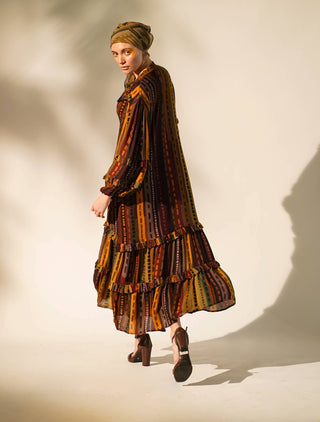 Nikita Mhaisalkar-Multicolour Stripe Print Shirt Dress-INDIASPOPUP.COM