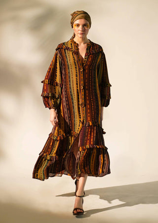 Nikita Mhaisalkar-Multicolour Stripe Print Shirt Dress-INDIASPOPUP.COM