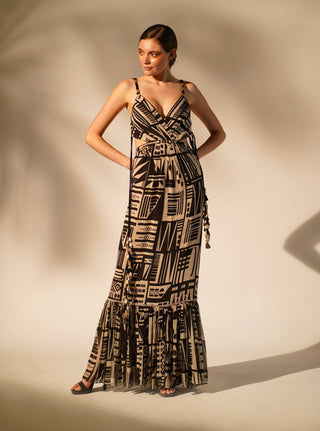 Nikita Mhaisalkar-Abstract Printed Sleeveless Dress-INDIASPOPUP.COM
